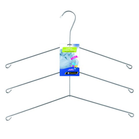 Cabide para Camisa Triplo Camiseiro Cromado Organização Roupa Armário