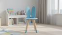 Ver imagem 1 de Cadeira Infantil Coelho Tampo Mdf Pés Pinus Resistente:azul