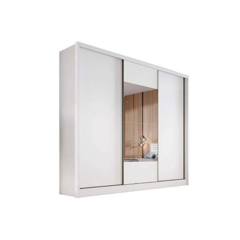 Guarda Roupa Casal 3 Portas de Correr e 6 Gavetas c/ Espelho Arezzo Plus Branco - Novo Horizonte