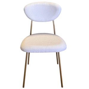 Cadeira Lívia com Estrutura Dourada em Aço Carbono – Exclusiva Bouclé Off White