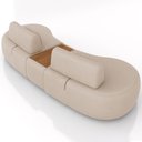 Ver imagem 7 de Sofá 4 Lugares Orgânico para Sala Living com Puff 302cm Vasti M03 Veludo Bege - Lyam Decor