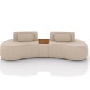 Ver imagem 3 de Sofá 4 Lugares Orgânico para Sala Living com Puff 302cm Vasti M03 Veludo Bege - Lyam Decor