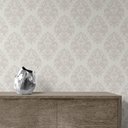 Ver imagem 1 de Papel De Parede Arabesco Cinza e Bege Adesivo Vinílico Lavável