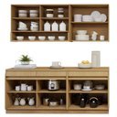 Ver imagem 5 de Cozinha Completa Modulada 4 Peças 8 Portas 3 Gavetas com Rodapé 100% MDF Simone Mendes Marrom/Carvalho/Greige