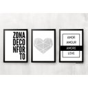 Ver imagem 1 de Kit 3 Quadros para Casa - Quarto Casal:tabaco