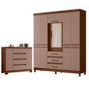 Ver imagem 1 de Guarda Roupa Casal New Fusion 10 Portas e Cômoda Sapateira Atena Nogueira Capuccino - Móveis