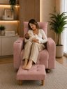 Ver imagem 2 de Poltrona de Amamentação Paris com Balanço e Puff Suede Premium | Conforto, Elegância e Qualidade