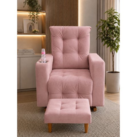 Poltrona de Amamentação Paris com Balanço e Puff Suede Premium | Conforto, Elegância e Qualidade