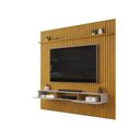 Ver imagem 6 de Conjunto com Painel Ripado e Bancada Suspensa 250cm Trento para Sala de Estar Cedro Bali DJ Móveis