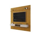 Ver imagem 4 de Conjunto com Painel Ripado e Bancada Suspensa 250cm Trento para Sala de Estar Cedro Bali DJ Móveis