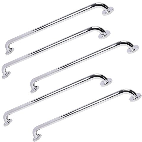 Barra Alça Apoio Inox 60cm Kit 5 Uni Acessibilidade Pcd Cadeirante Idoso Suporte Anti Queda Evita Ac