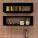 Ver imagem 1 de Par de Nichos Retangular P15cm Minimalista Preto Mdf Organizador Cozinha - Rufatto Decorações