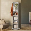 Ver imagem 2 de Sapateira Vertical Giratória com Espelho e Prateleiras 186cm 100% MDF Cor:Branco