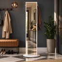 Ver imagem 1 de Sapateira Vertical Giratória com Espelho e Prateleiras 186cm 100% MDF Cor:Branco