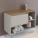 Ver imagem 2 de Balcão Gabinete de Banheiro Suspenso 80cm com 1 Porta e Nichos Barcelona