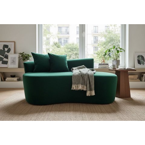 Namoradeira Sofá Feijão Hana 130cm Orgânica Bouclé Verde