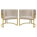 Ver imagem 1 de Kit 2 Poltronas Decorativa Malibu Base de Metal Dourada Escritório Recepção Sala Suede Bege do Lar M