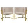 Kit 2 Poltronas Decorativa Malibu Base de Metal Dourada Escritório Recepção Sala Suede Bege do Lar M - 1