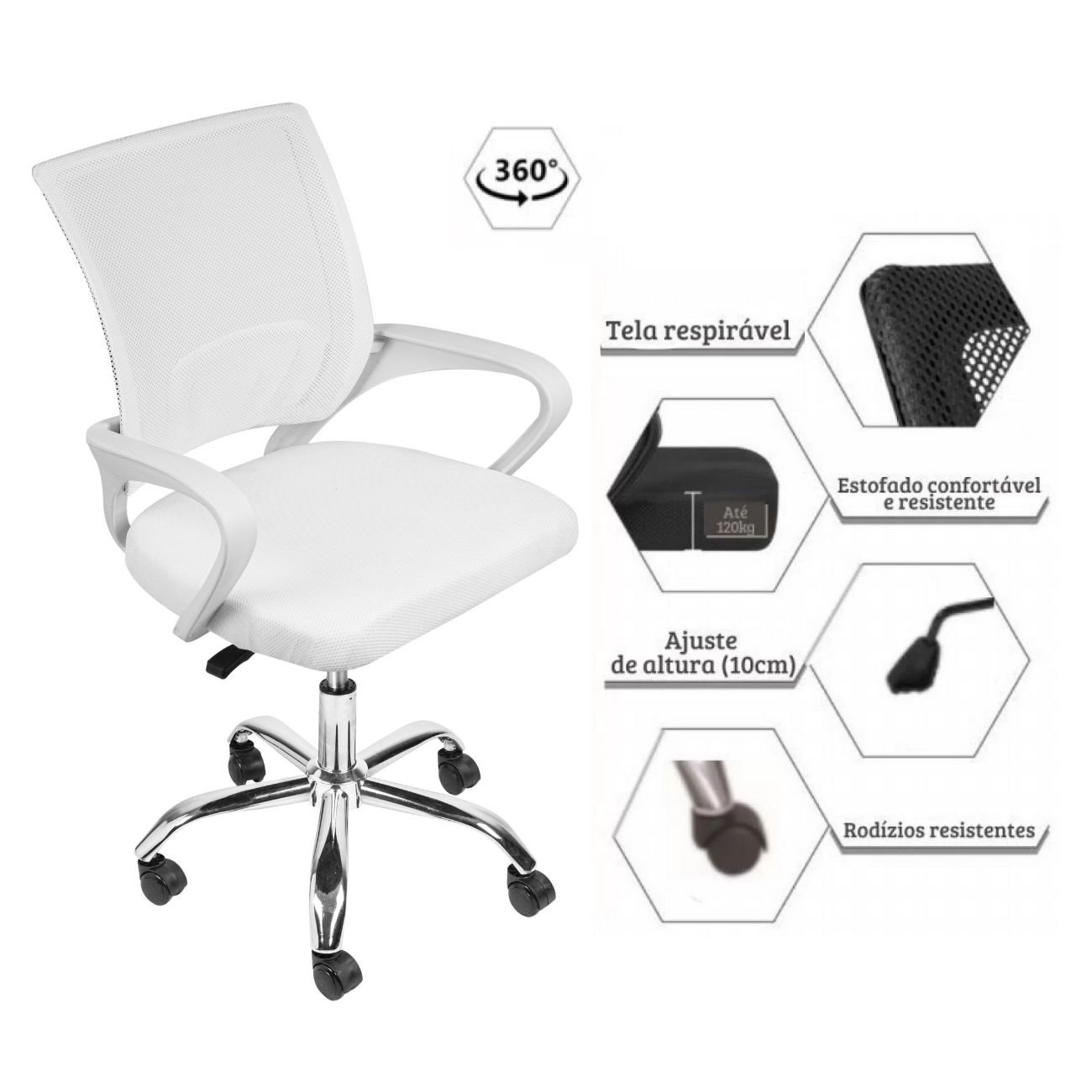 Cadeira para Escritório Diretor Tela Mesh Tok 3310 Or Design - 5