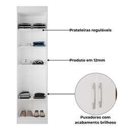 Guarda-roupa Multiuso Solteiro Compact Branco - Direto Sim - 4