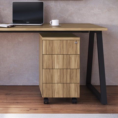 Gaveteiro 4 Gavetas BP Home Office Artesano Concept Marrom/Nogal Sevilha/Preto