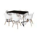 Ver imagem 2 de Mesa Jantar Industrial Preta Retangular 137x90cm Base V Ferro Preto com 6 Poltronas Eames Eiffel Bra