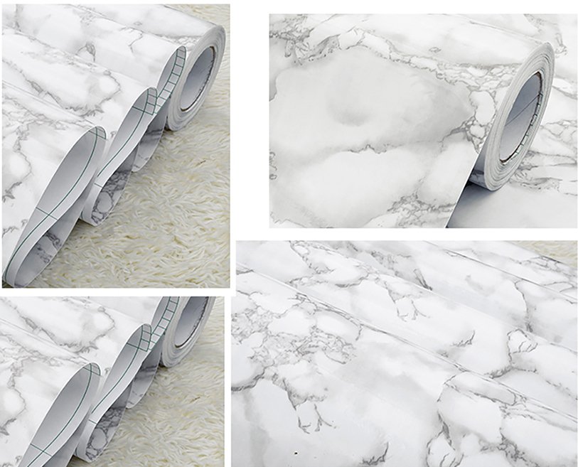 Papel de Parede Adesivo de Mármore Carrara Brilhante 2mx61cm - 3