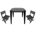 Ver imagem 1 de Mesa de Plástico Quadrada 70cm Preta + 2 Cadeiras Dobráveis