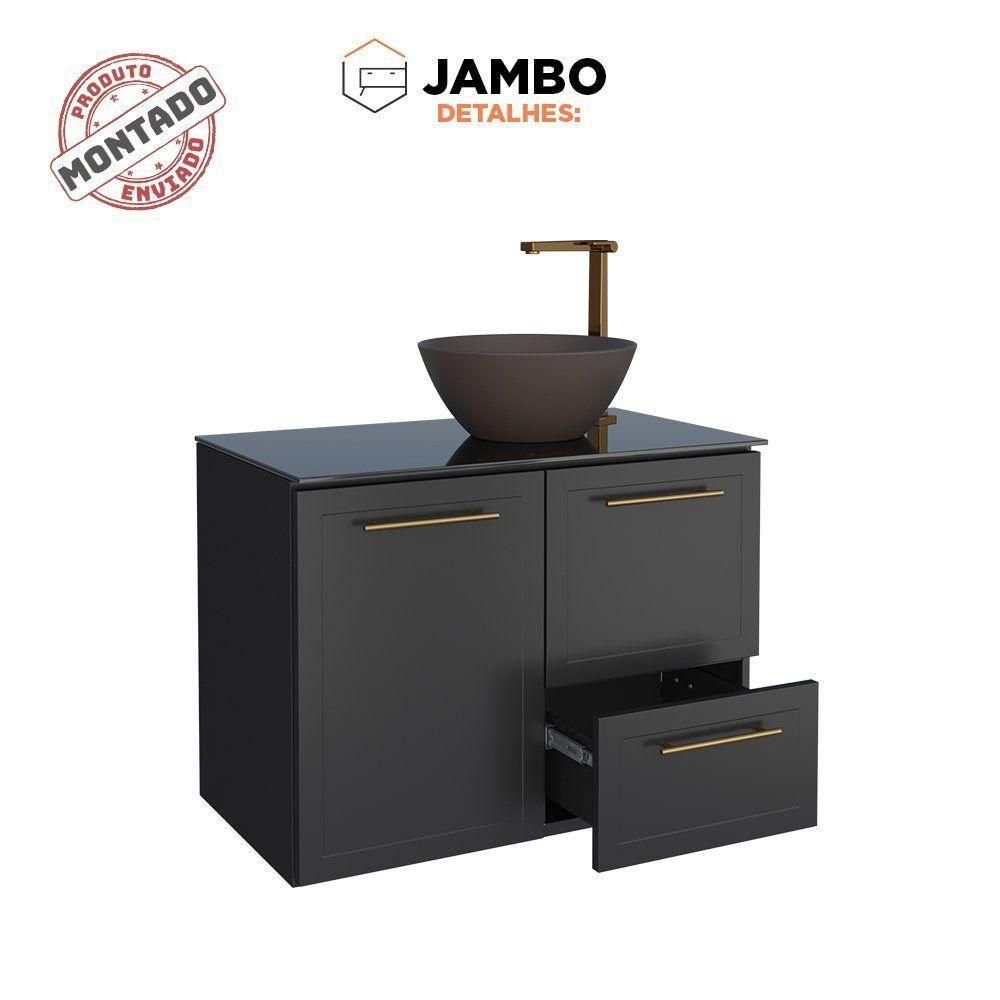 Gabinete para Banheiro em Aço Jambo Cozimax Preto - 80