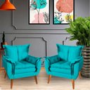 Ver imagem 1 de Kit 2 Poltronas Decorativa Opala Suede Bege - Turquesa