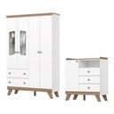 Ver imagem 2 de Quarto de Bebê Completo Confete 5 Portas 5 Gavetas com Vidro Ie187 Branco/jequitibá - Henn