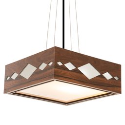 Luminária Decorativa Madeira Pendente Maresias Mirror 45cm:Pau Ferro - 5