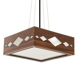 Luminária Decorativa Madeira Pendente Maresias Mirror 45cm:Pau Ferro - 8