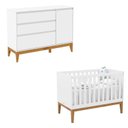 Ver imagem 1 de Berço Americano Unique e Cômoda com Porta Nature Clean Branco Soft Eco Wood – Matic