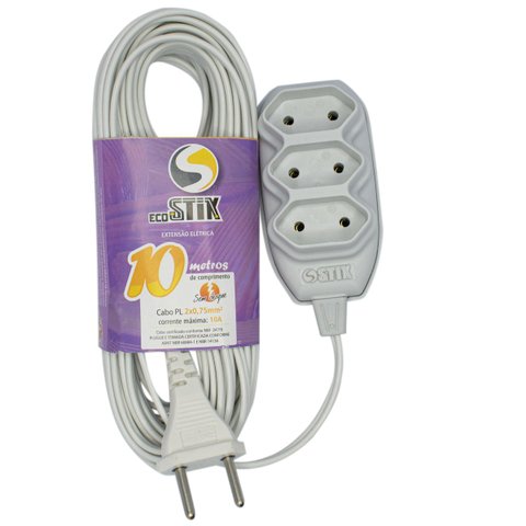 Extensão Elétrica 10 Metros Cabo 2x0,75 2p Certificada