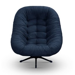 Poltrona Mônaco Giratória com Balanço Tecido Suede Veludo Azul Marinho - 2