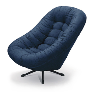 Poltrona Mônaco Giratória com Balanço Tecido Suede Veludo Azul Marinho