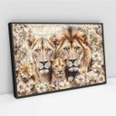 Ver imagem 1 de Quadro Família Leões Flores - 50x70cm:moldura Preta
