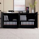 Ver mais imagens de Armário Baixo Duplo 4 Portas Tampo Embutido 2 Prateleiras MDP Preto F5 Office