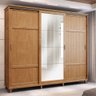 Guarda-roupa Casal Dublin 3 Portas de Correr em Madeira com Espelho Freijó - Cavazotto - 1