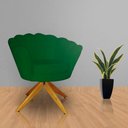 Ver imagem 2 de Poltrona Decorativa Pétala Pés Madeira Giratório Suede Verde - Ds Estofados