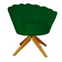 Ver imagem 1 de Poltrona Decorativa Pétala Pés Madeira Giratório Suede Verde - Ds Estofados