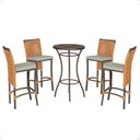 Ver imagem 1 de Mesa Bistrô com 4 Banquetas Roma Marrom Corda Náutica Estofado 3 Trama Original