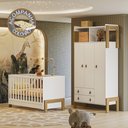 Ver imagem 1 de Quarto de Bebê com Roupeiro 4375 e Berço 4300 Branco Acetinado + Colchão Gazin Patoti Móveis