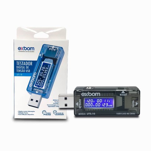 Testador Digital USB Voltagem Amperagem Corrente 4-20V até 3,3A