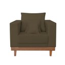 Ver imagem 2 de Kit Poltrona Living + Sofá 3 Lugares com Base Madeira Suede Cor:marrom