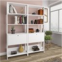 Ver imagem 2 de Kit 2 Estantes Multiuso Alta 4 Prateleiras 1 Porta 166CMX126CM Match Artely Branco