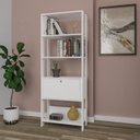 Ver imagem 5 de Kit 2 Estantes Multiuso Alta 4 Prateleiras 1 Porta 166CMX126CM Match Artely Branco