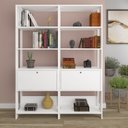 Ver imagem 1 de Kit 2 Estantes Multiuso Alta 4 Prateleiras 1 Porta 166CMX126CM Match Artely Branco