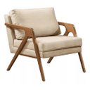 Ver imagem 1 de Poltrona Mona Luxo Madeira Maciça Tecido Linho Bege Claro